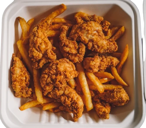chicken tenders dinner with french fries