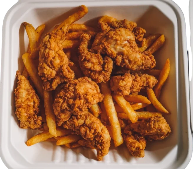 chicken tenders dinner with french fries