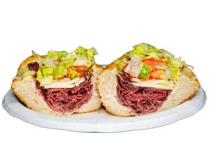 Roast beef submarine sandwich
