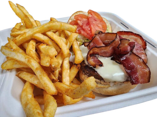 South End Special Burger - Juicy bacon cheeseburger in Laconia NH